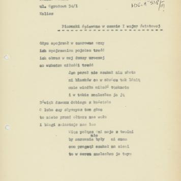 Piosenki śpiewane w czasie I wojny światowej