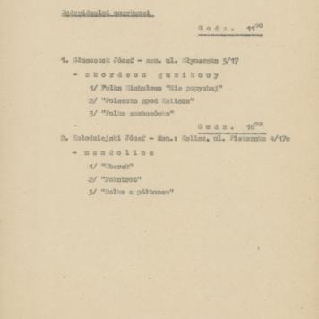 Wykaz uczestników Konkursu folklorystycznego miasta Kalisza 1976/77