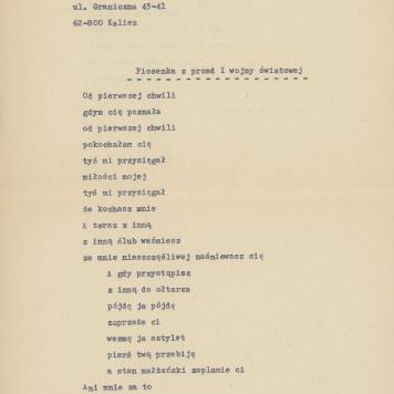 Piosenka z przed I wojny światowej