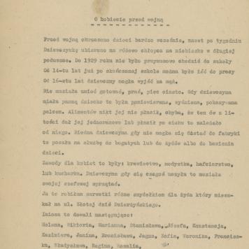 O kobiecie przed wojną