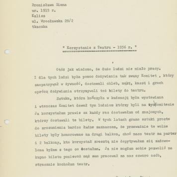 Korzystanie z Teatru - 1936 r.