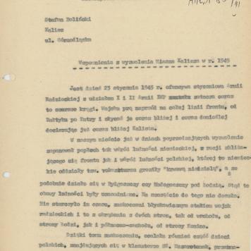 Wspomnienia z wyzwolenia Miasta Kalisza w r. 1945