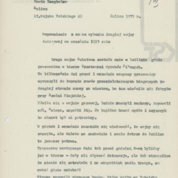 Wspomnienia z czasu wybuchu drugiej wojny światowej we wrześniu 1939 roku