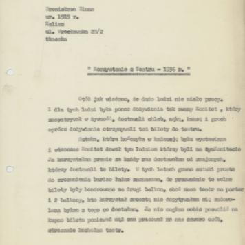 Korzystanie z Teatru - 1936 r.