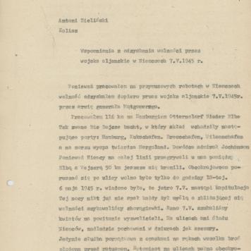 Wspomnienia z odzyskania wolności przez wojska aljanckie w Niemczech 7.V.1945 r.
