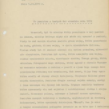 Co pamiętam z tamtych dni września roku 1939