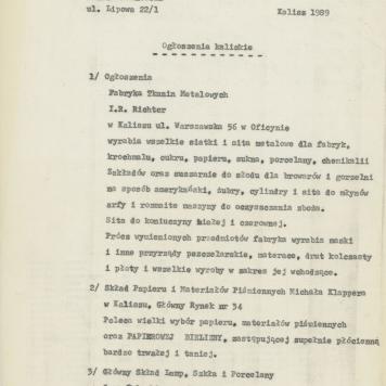 Ogłoszenia kaliskie