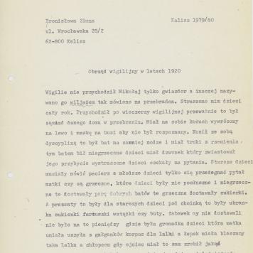 Obrzęd wigilijny w latach 1920