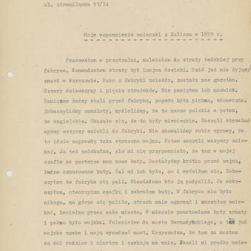 Moje wspomnienia ucieczki z Kalisza w 1939 r.