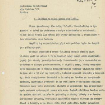 Choinka u mojej babci, rok 1917