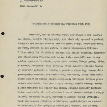 Co pamiętam z tamtych dni września roku 1939