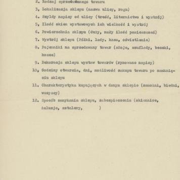 Sklepy kaliskie przed wojną - kwestionariusz