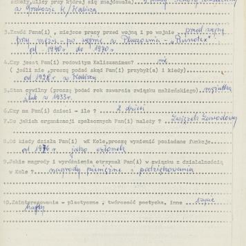 Konstancja Głowinkowska - kwestionariusz osobowy