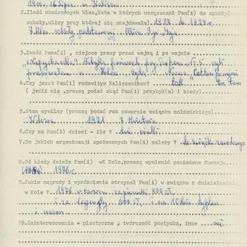 Maria Komorowska - kwestionariusz osobowy