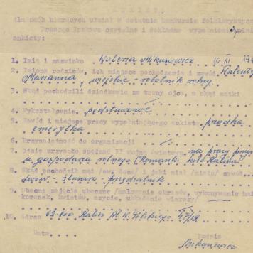 Waleria Mikusiewicz - ankieta osobowa