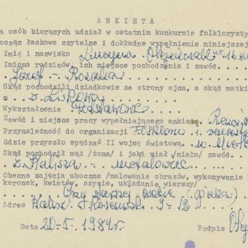 Lucyna Olejniczak - ankieta osobowa