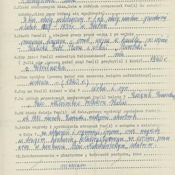 Irena Soszyńska - kwestionariusz osobowy