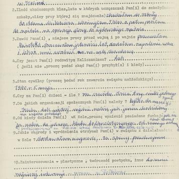 Janina Wróbel - kwestionariusz osobowy