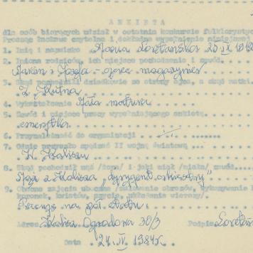 Maria Loretańska - ankieta osobowa