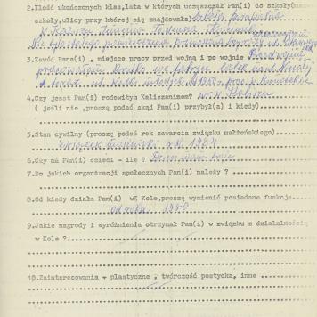 Zofia Stodolna - kwestionariusz osobowy