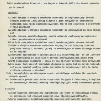 Nekrologi, cmentarz, nagrobki - wytyczne konkursu Koła Miłośników Folkloru Miasta Kalisza