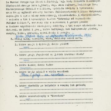 Konkurs Folklorystyczny Kalisza - blankiet