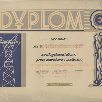 Dyplom uznania dla obywatela Władysława Żyto