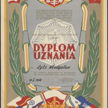 Dyplom uznania dla obywatela Władysława Żyto
